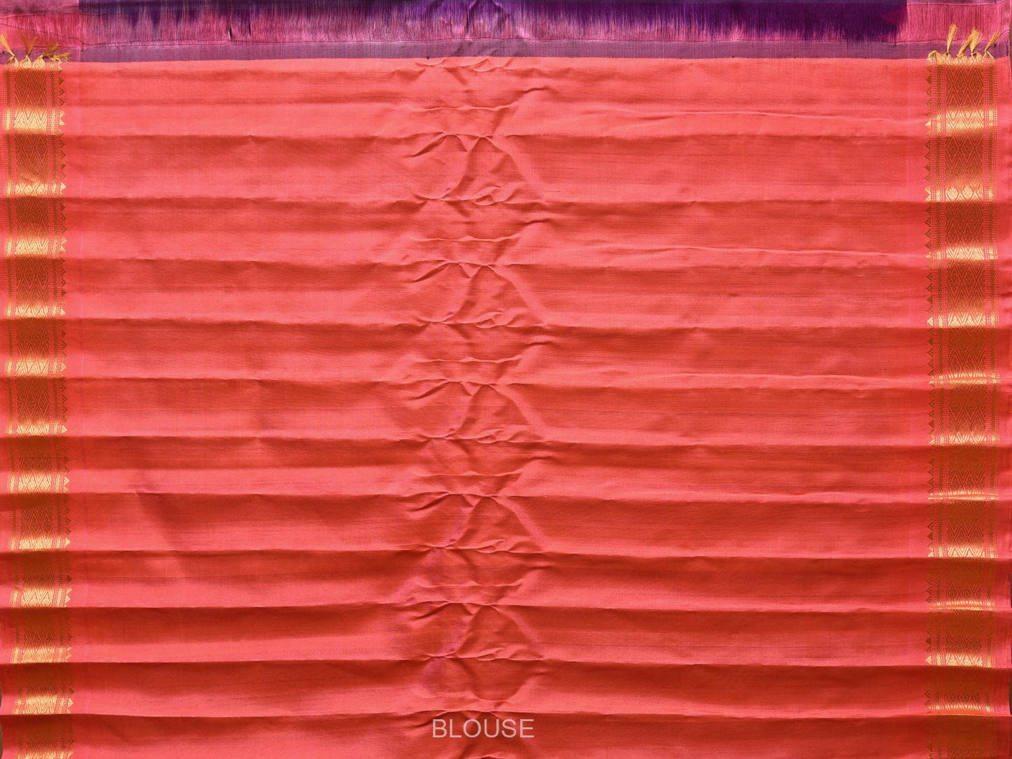 Purple and Peach Gadwal Silk Handloom Saree with Mango Pallu and Border Design g0340