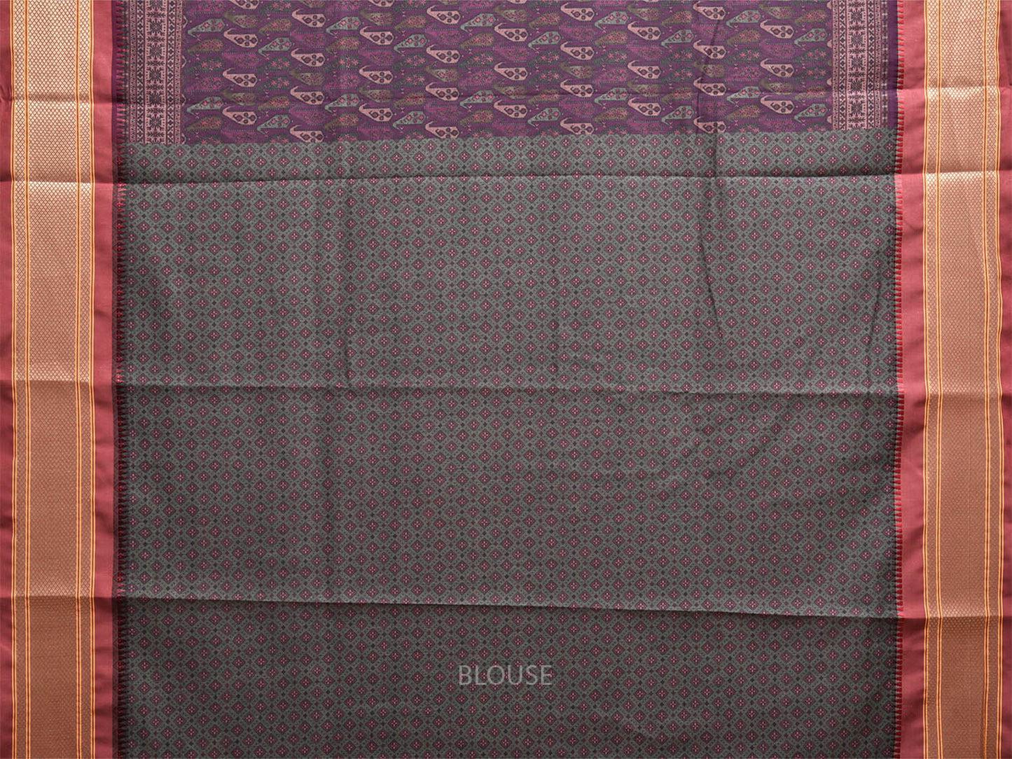 Purple Bamboo Cotton Saree with DIgital Print Design bc0662