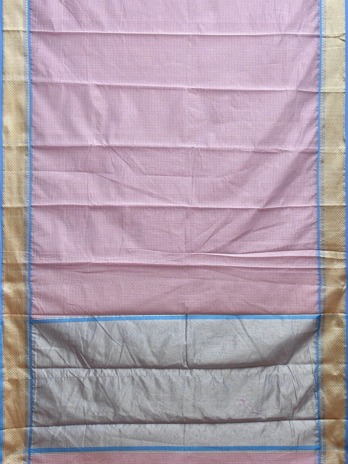 Purple Bamboo Cotton Saree with Small Checks Design No Blouse bc0771