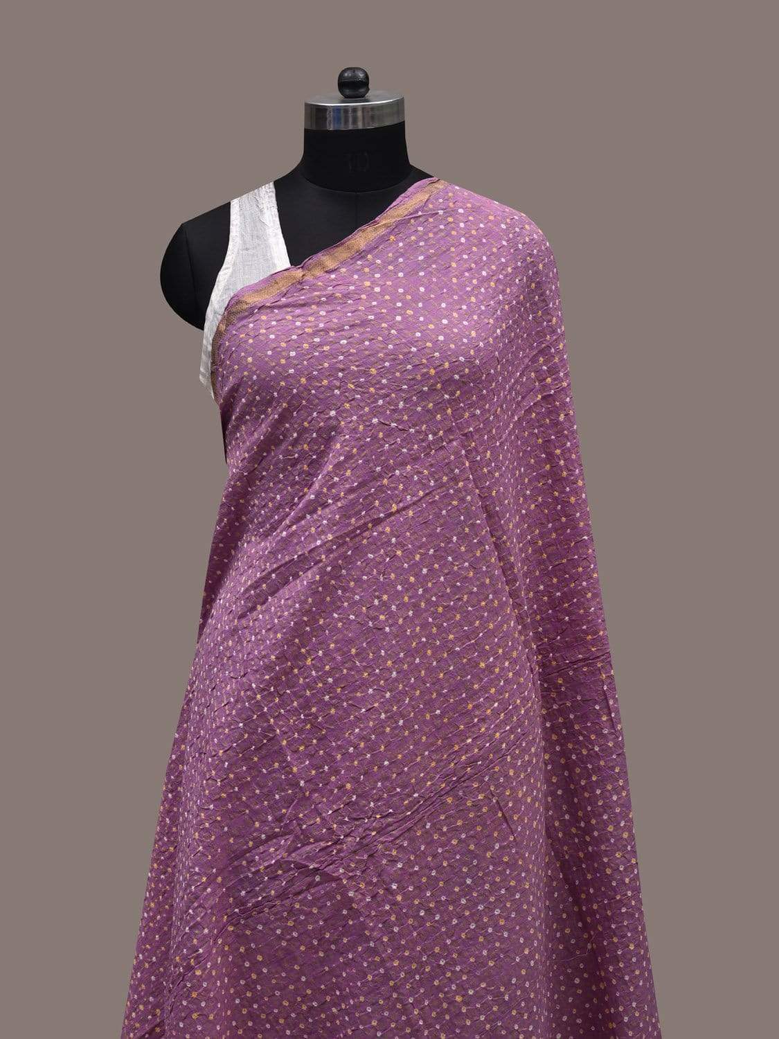 Purple Bandhani Cotton Handloom Dupatta with Zari Checks Design ds2503