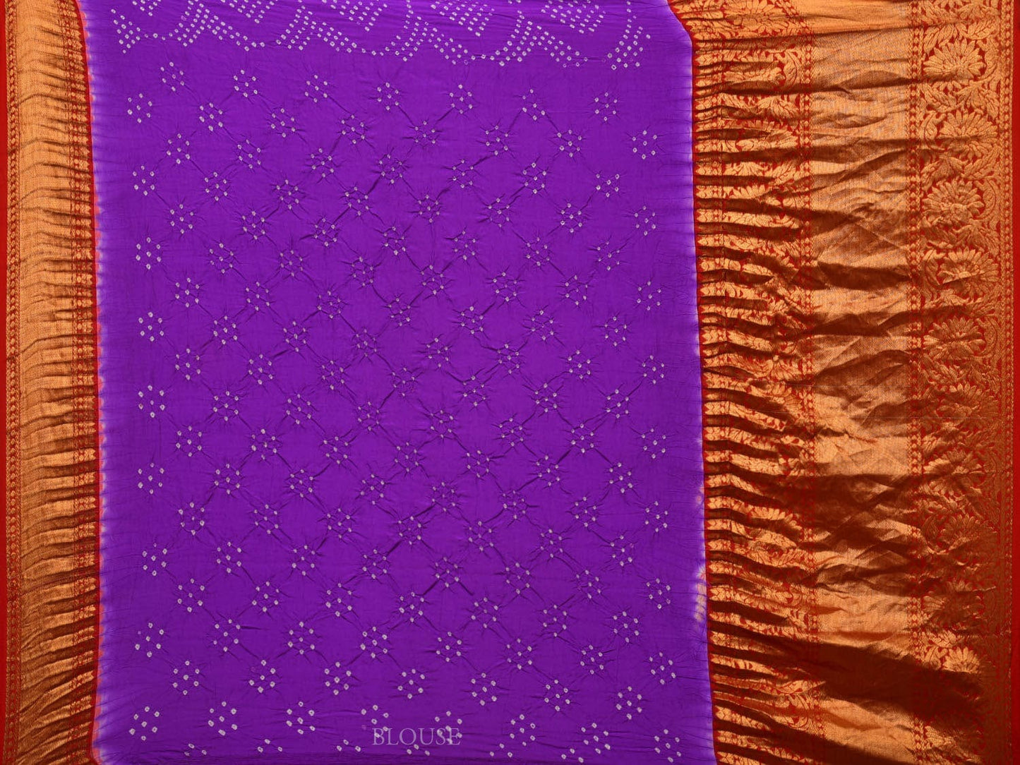 Purple Bandhani Kanchipuram Silk Handloom Saree with Border Design bn0415