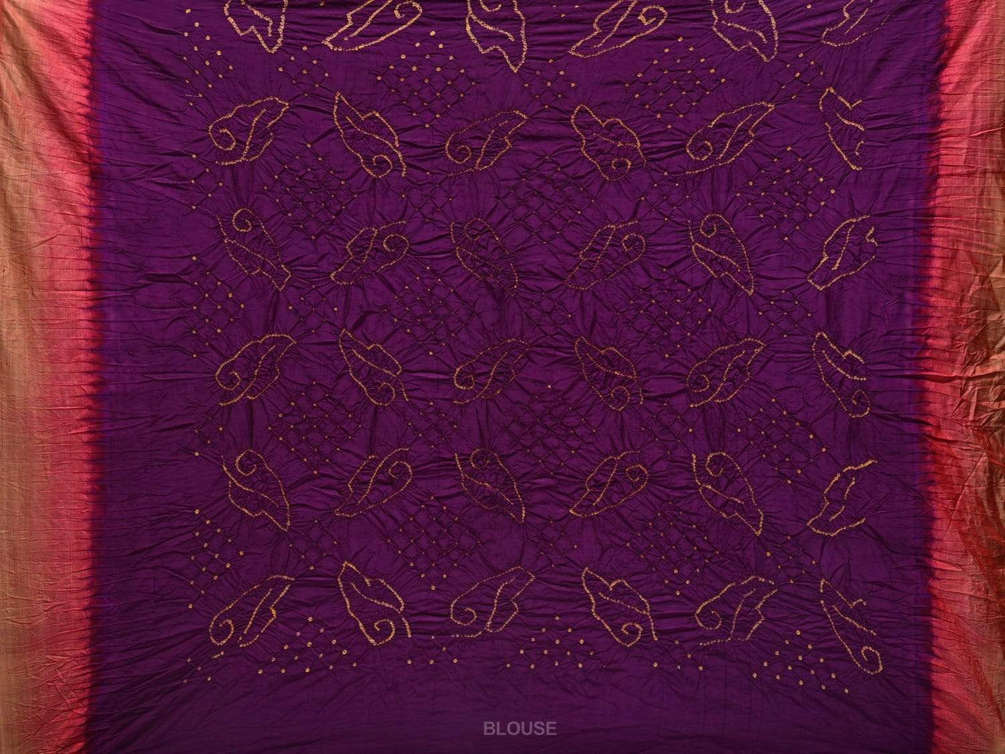 Purple Bandhani Kanchipuram Silk Handloom Saree with Pallu Design bn0302
