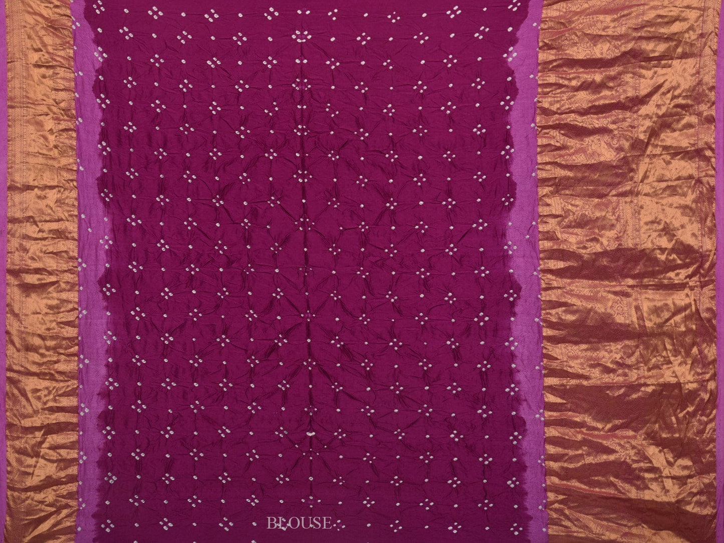 Purple Bandhani Kanchipuram Silk Handloom Saree with Pallu Design bn0430