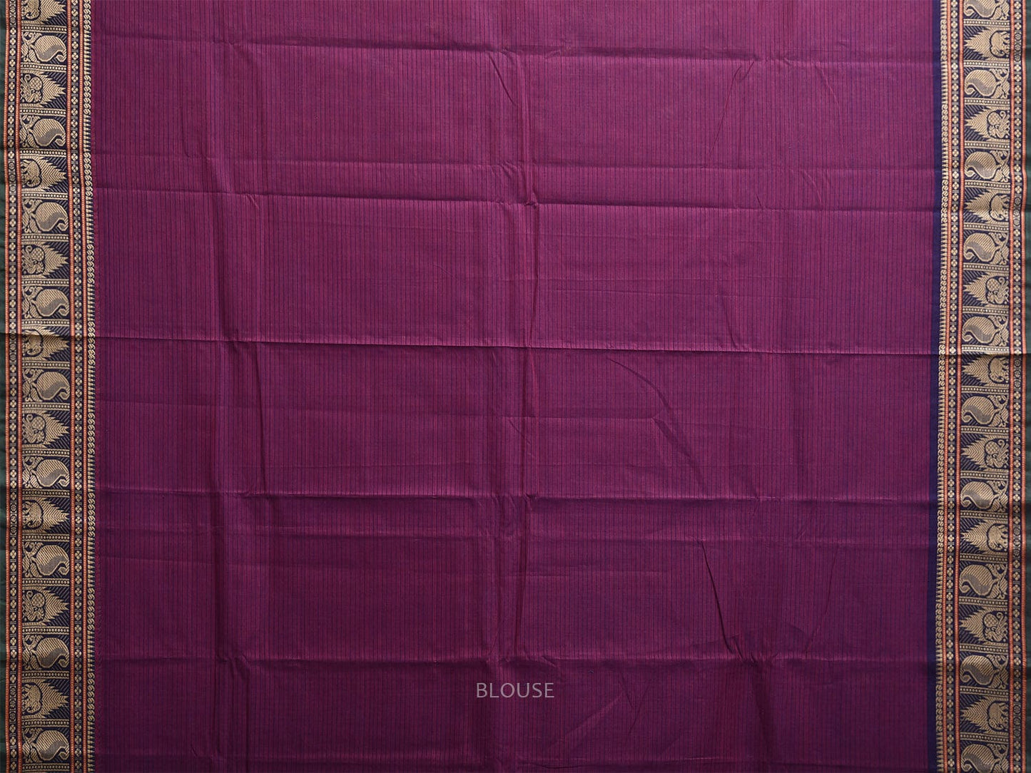 Purple Kanchipuram Cotton Saree with Strips Pallu and Border Design k0865