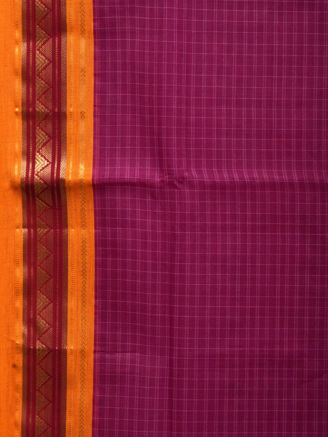 Purple Narayanpet Cotton Handloom Saree with Checks Design No Blouse np0454
