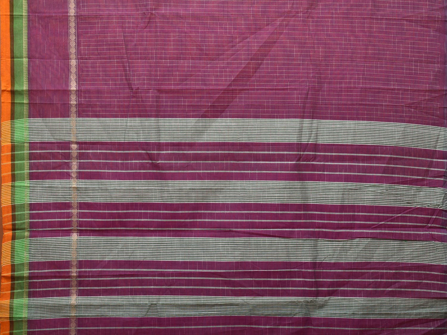 Purple Narayanpet Cotton Handloom Saree with Checks Design No Blouse np0665