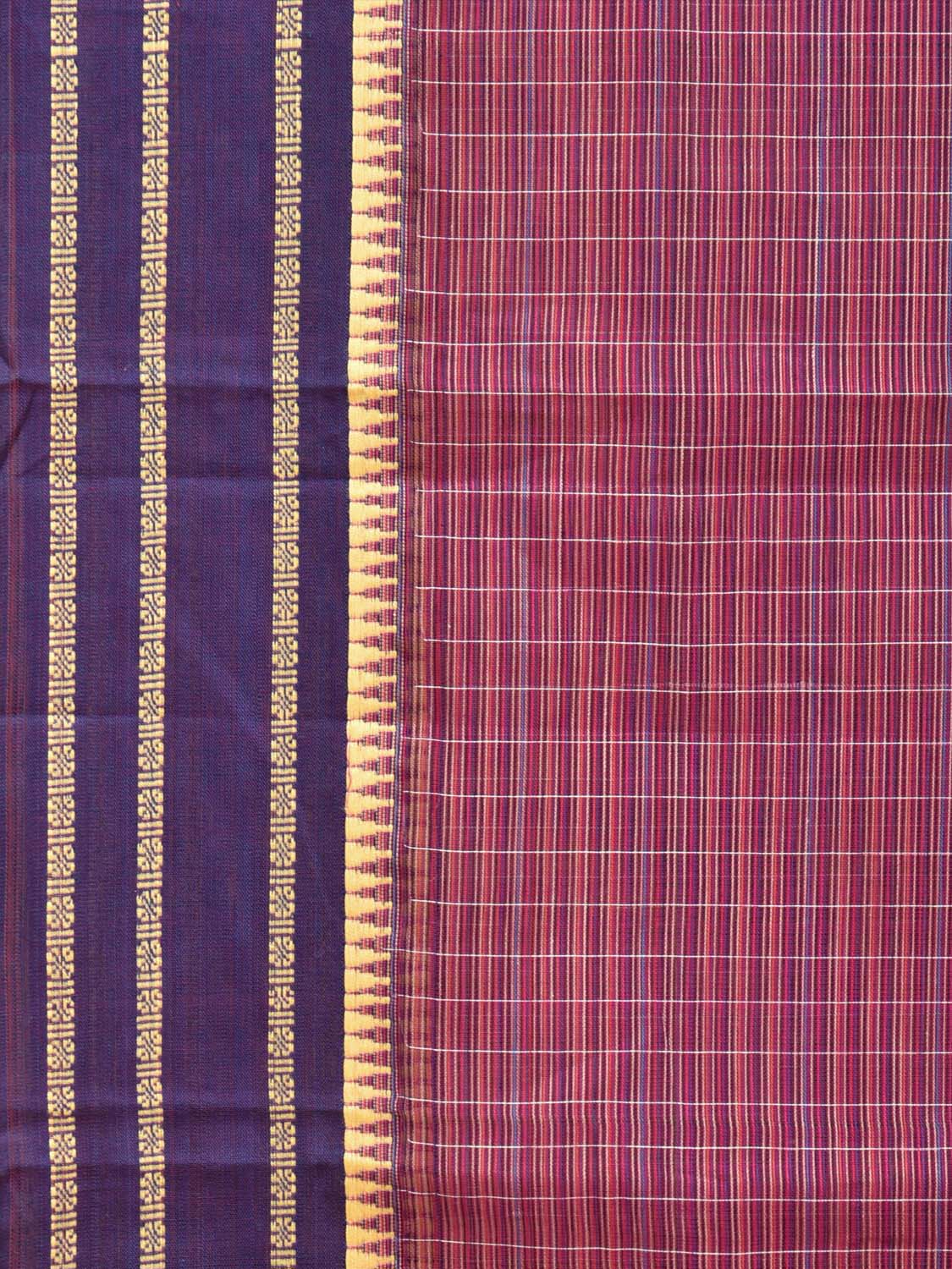 Purple Narayanpet Cotton Handloom Saree with Checks Design No Blouse np0692