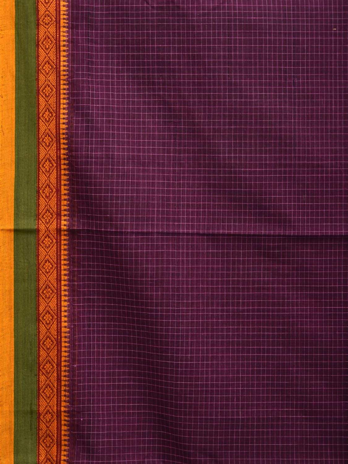 Purple Narayanpet Cotton Handloom Saree with Checks Design np0447