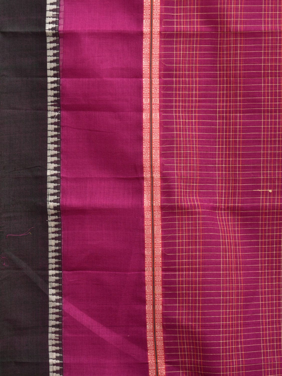 Purple Narayanpet Cotton Handloom Saree with Strips and Big Border Design No Blouse np0872