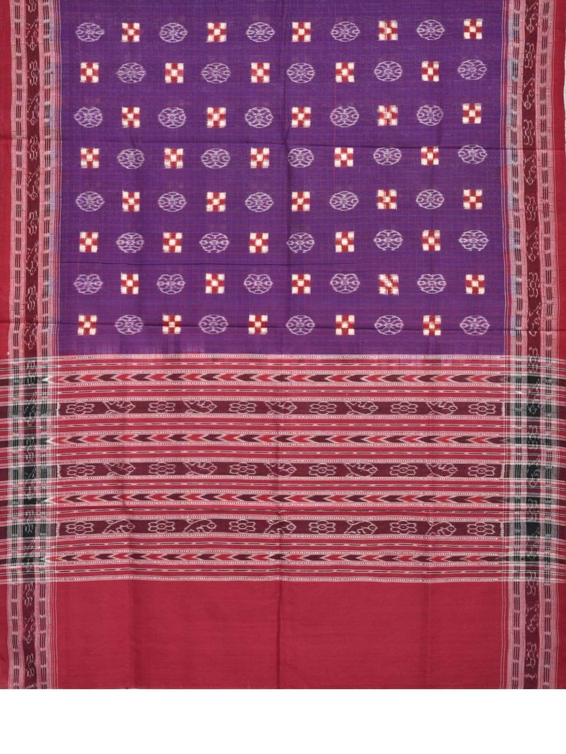 Purple Pochampally Ikat Cotton Handloom Dupatta with Checks Design ds1879
