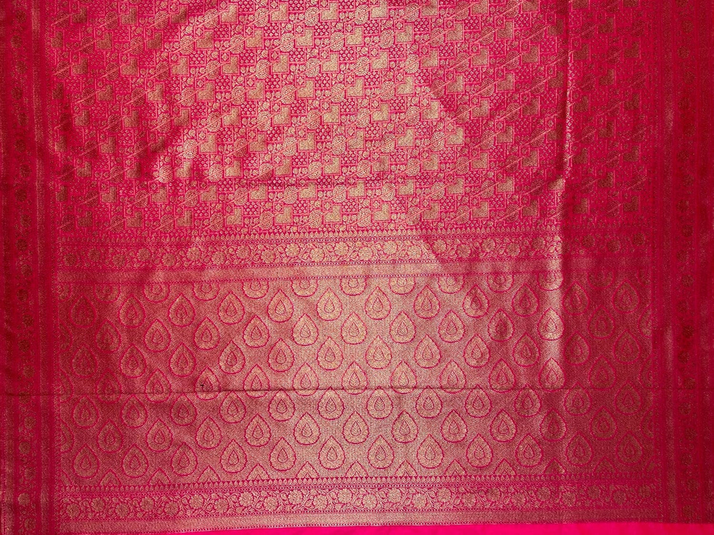 Rani Pink Antique Zari Banaras Katan Intricate Allover Brocade Saree with Border and Pallu Design b0312ds