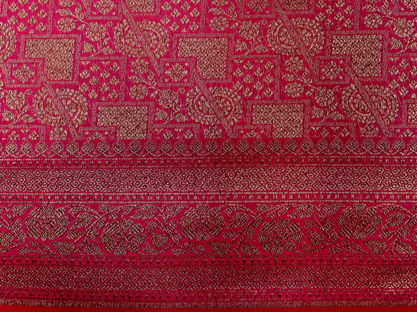 Rani Pink Antique Zari Banaras Katan Intricate Allover Brocade Saree with Border and Pallu Design b0312ds
