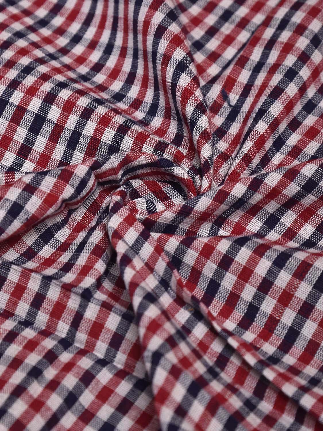 Red and Blue Cotton Handloom Blouse with Checks Design Length 1mt Width 44 Inches BL0140