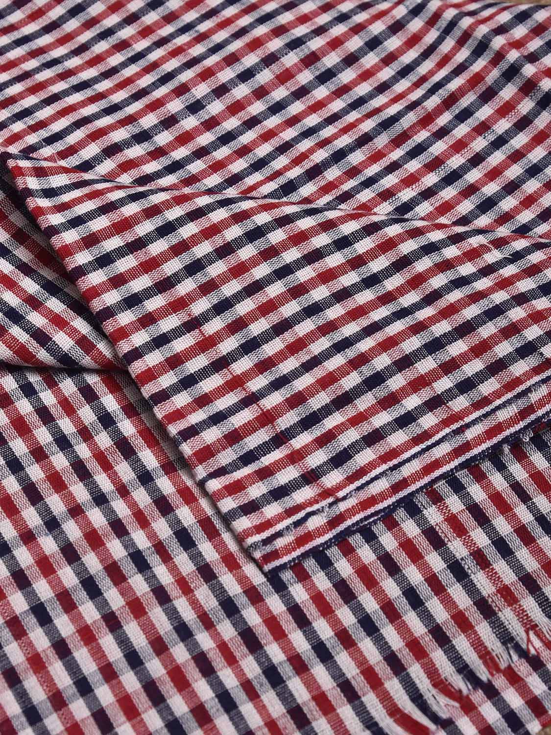 Red and Blue Cotton Handloom Blouse with Checks Design Length 1mt Width 44 Inches BL0140