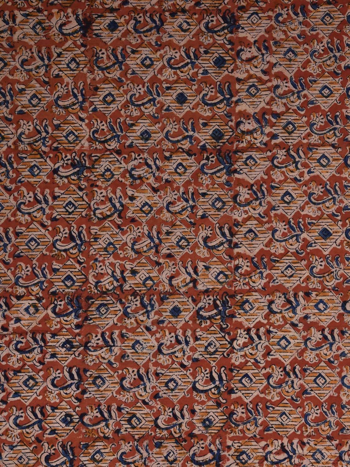 Red and Blue Kalamkari Block Print Cotton Blouse with Geometric Design Length 1mt Width 44 Inches BL0134
