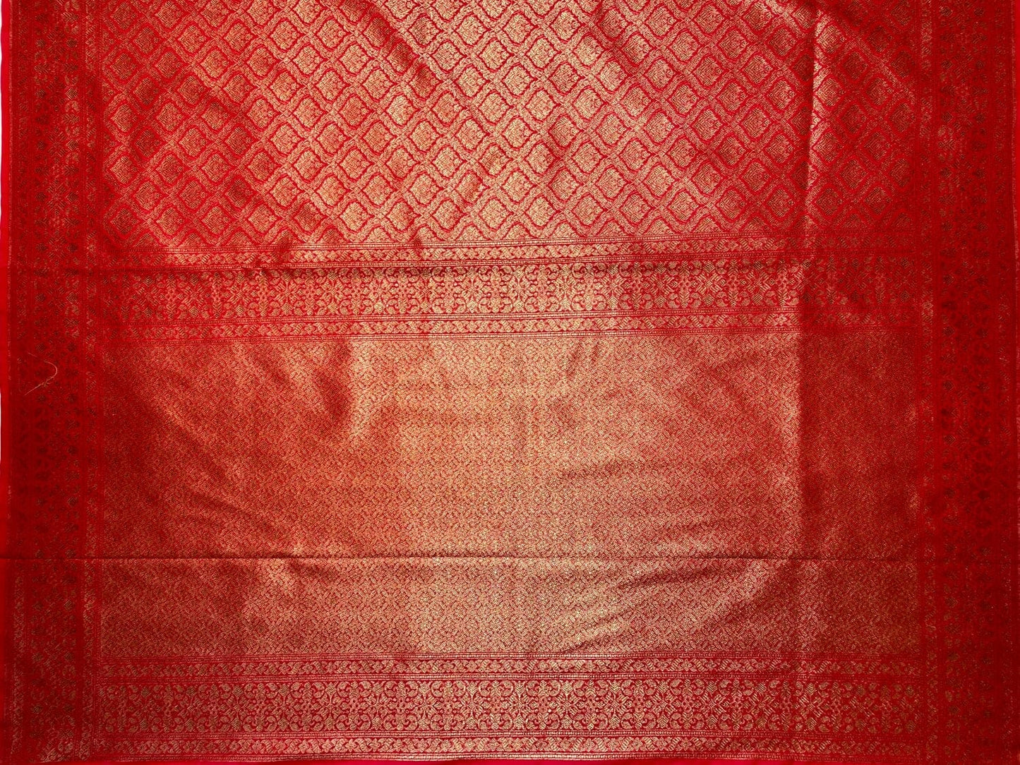 Red Antique Zari Banaras Katan Intricate Allover Brocade Saree with Border and Pallu Design b0310ds