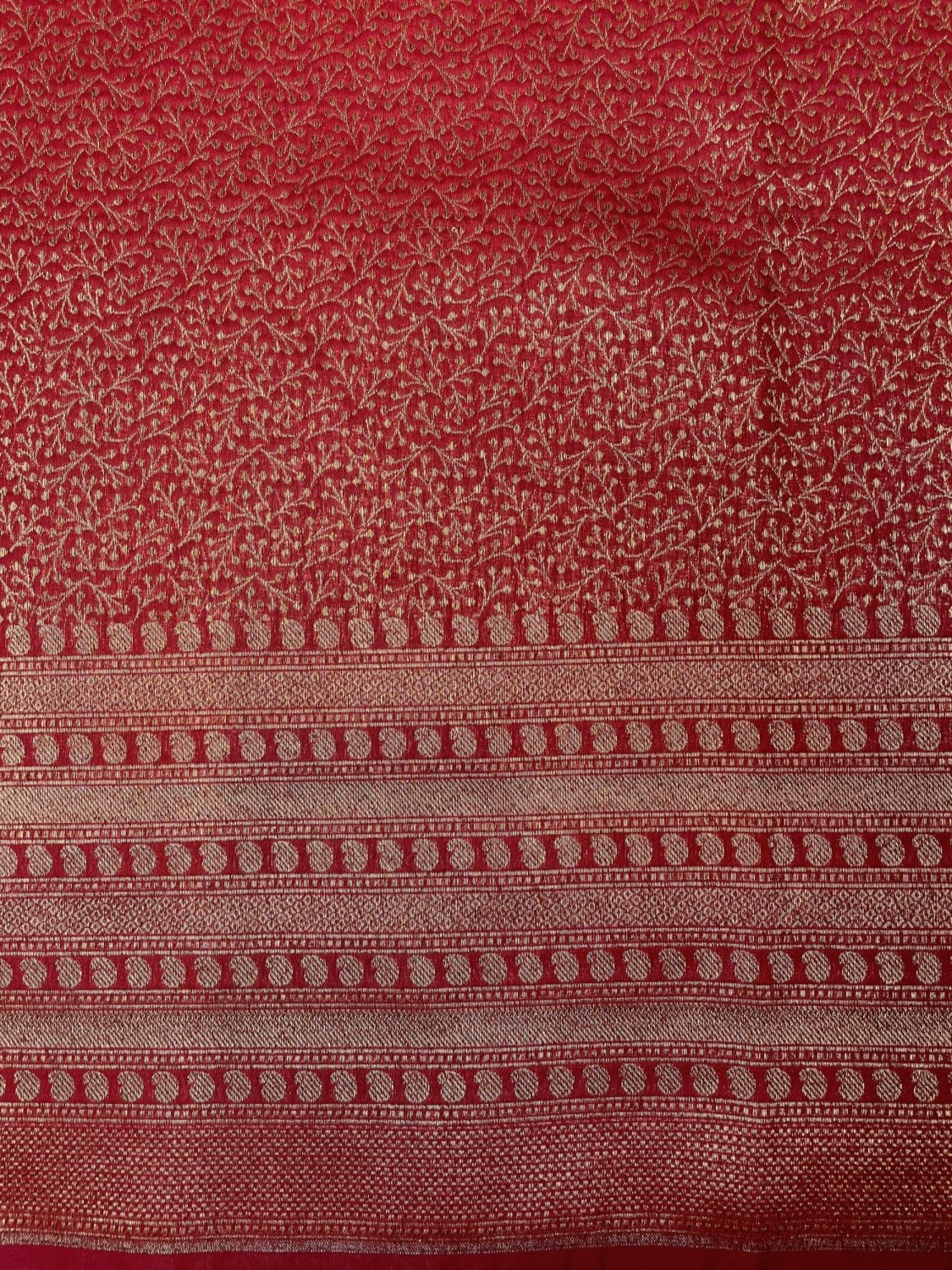 Red Antique Zari Banaras Katan Intricate Allover Brocade Saree with Border and Pallu Design b0320ds