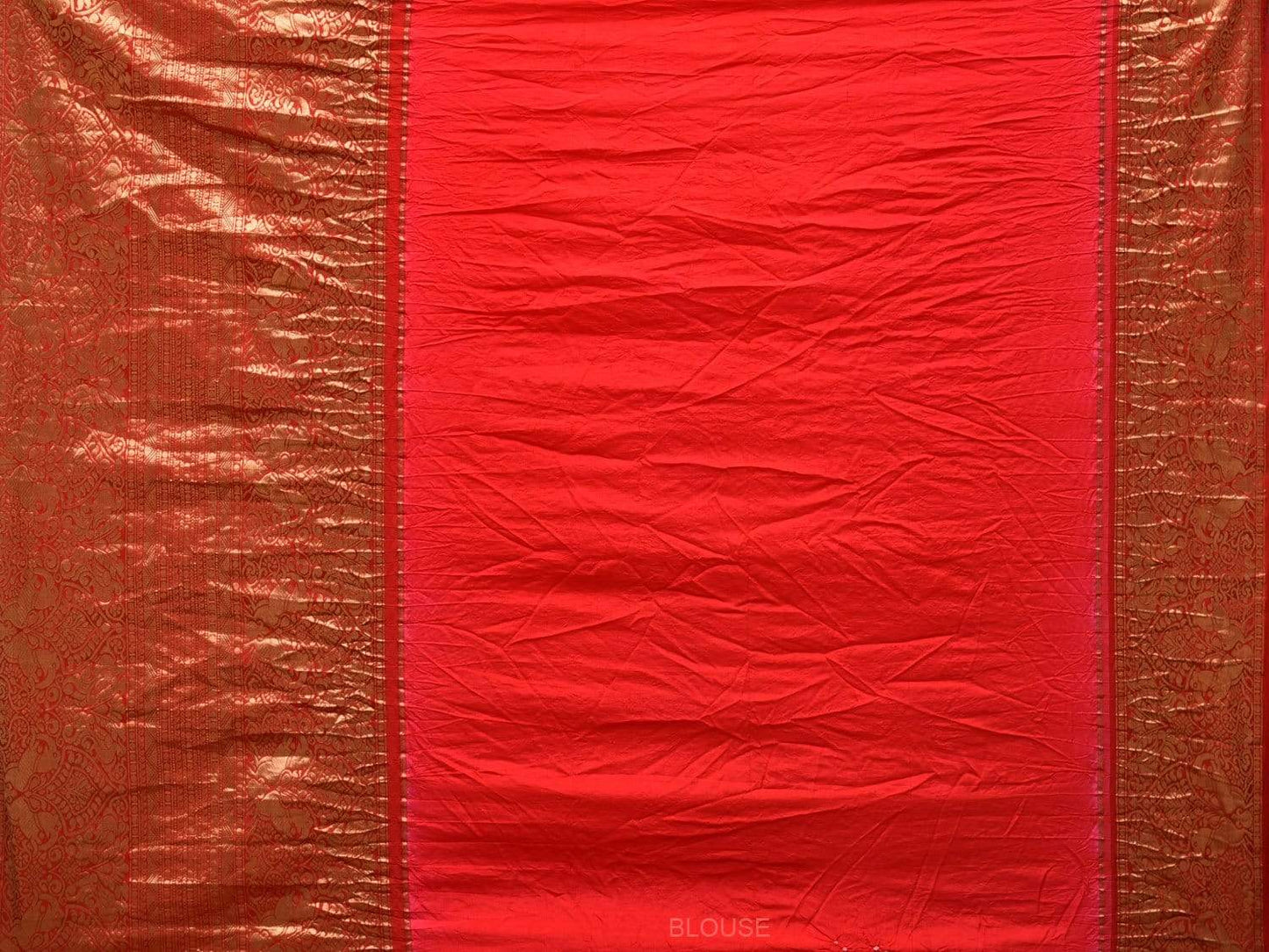 Red Bandhani Kanchipuram Silk Handloom Saree with Big Border and Mango Pallu Design bn0166