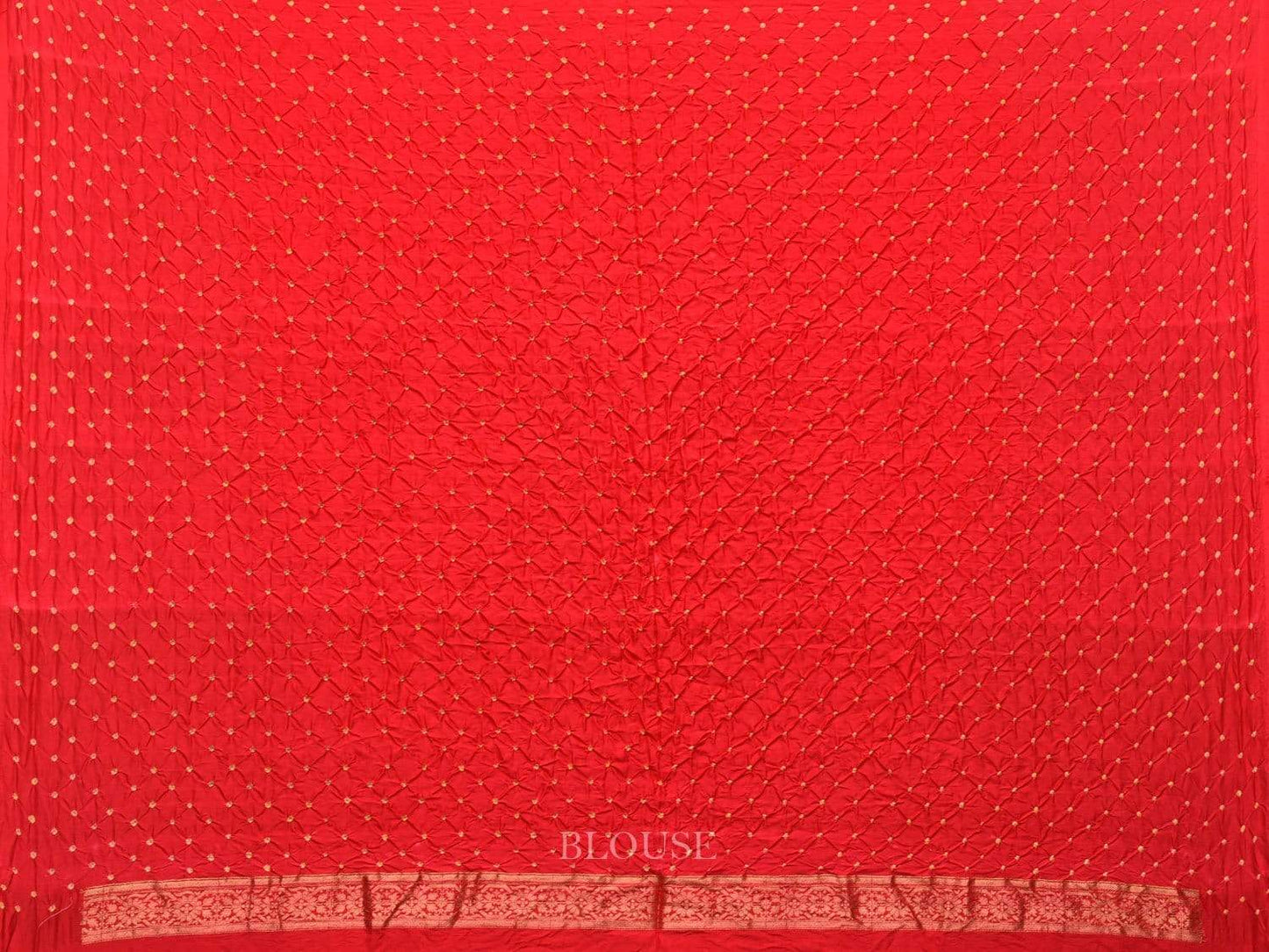 Red Bandhani Kanchipuram Silk Handloom Saree with Checks Design bn0175