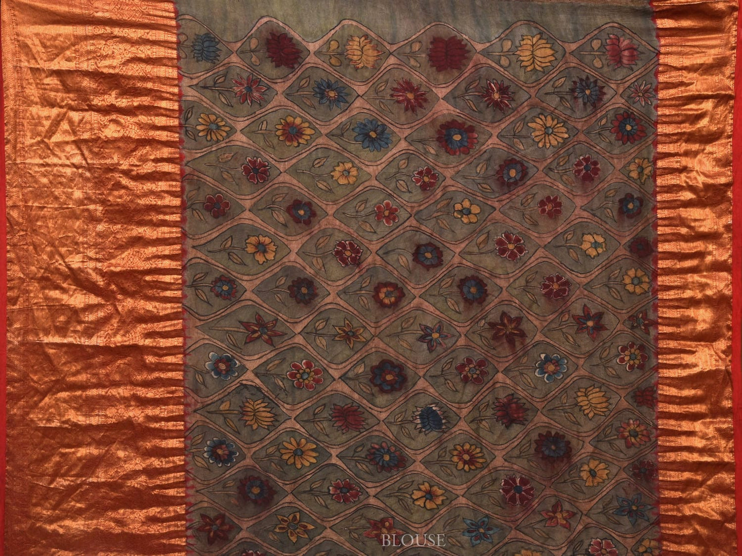 Red Bandhani Kanchipuram Silk Handloom Saree with Kalamkari Hand Painted Pallu and Blouse Design bn0404