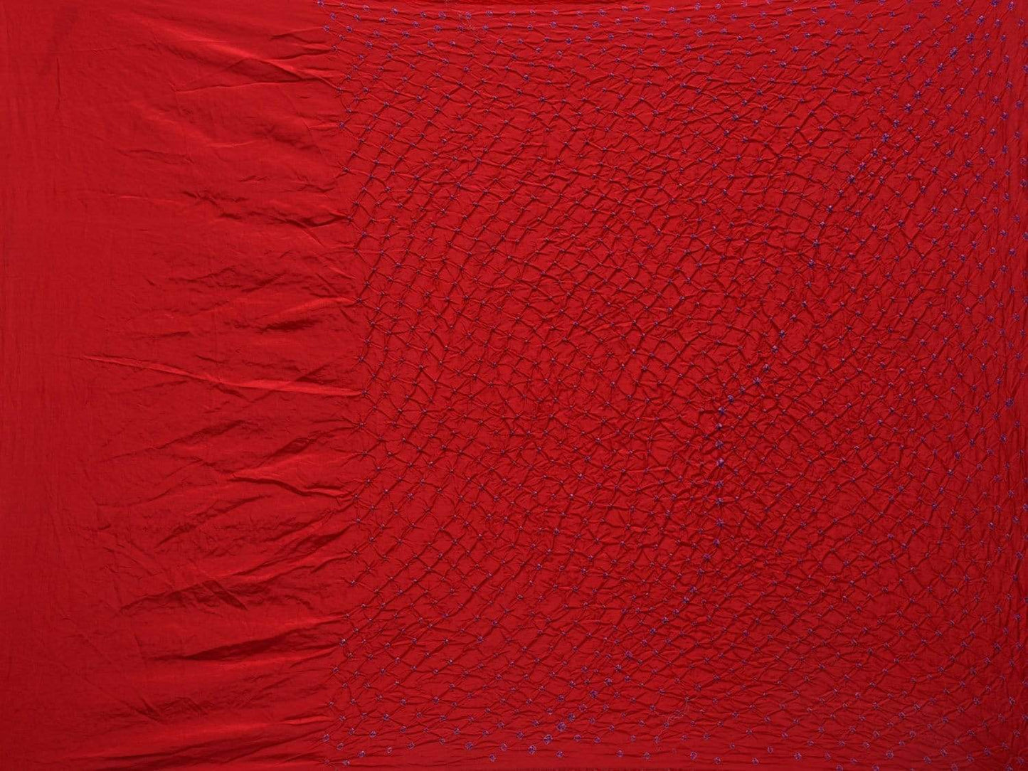 Red Bandhani Kanchipuram Silk Handloom Saree with Middle Brocade Design bn0301