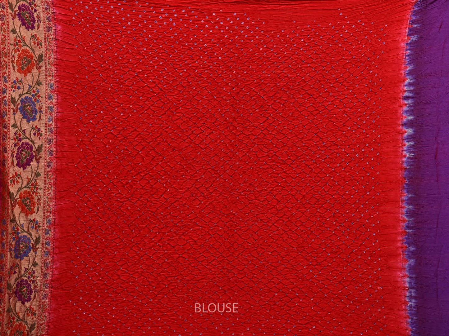 Red Bandhani Paithani Silk Handloom Saree with Flower Border Design bn0340