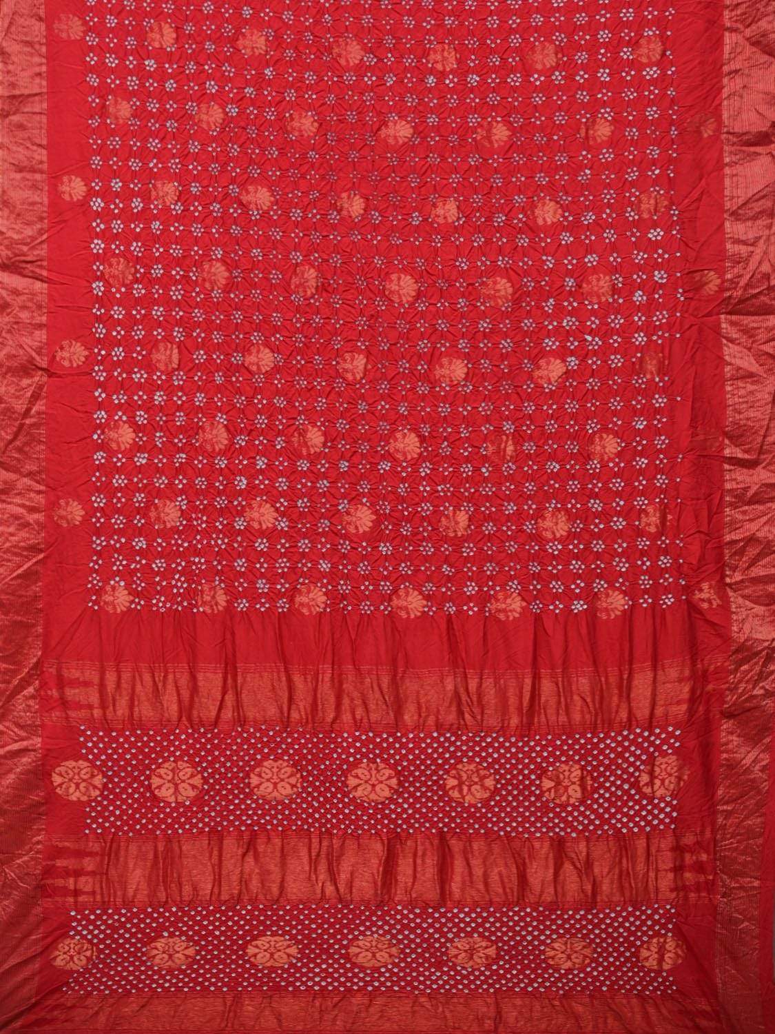 Red Bandhani Uppada Silk Handloom Saree with Nilambari Buta Design bn0177