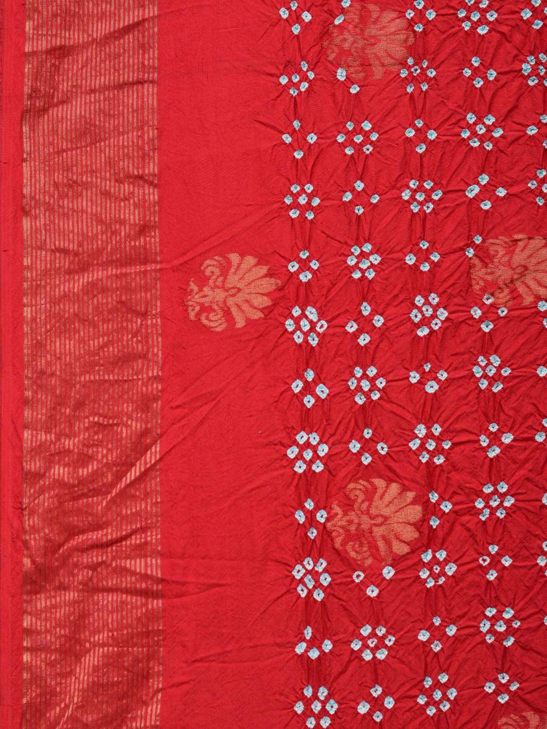 Red Bandhani Uppada Silk Handloom Saree with Nilambari Buta Design bn0177