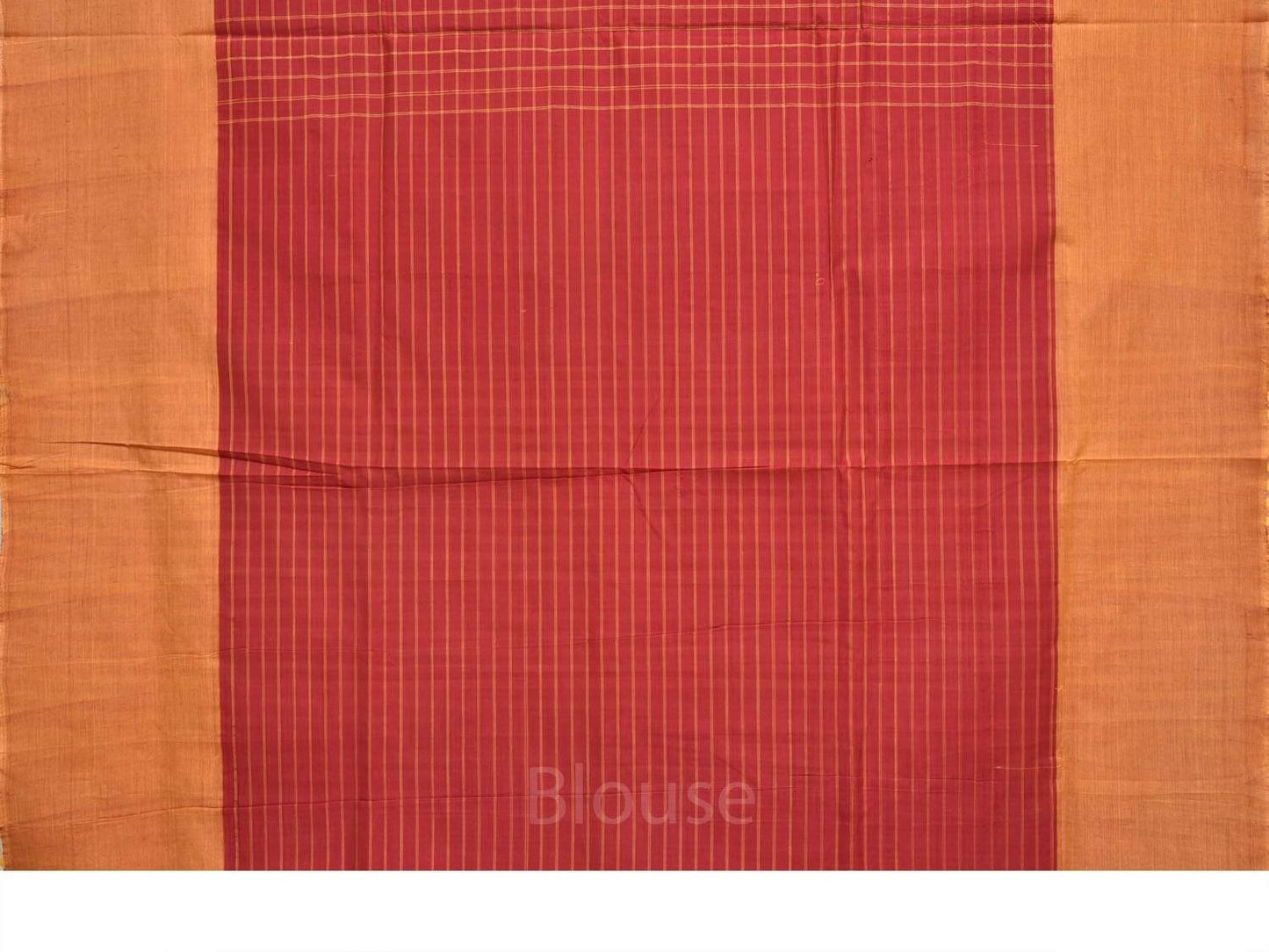 Red Cotton Handloom Saree with All Over Checks Design o0272