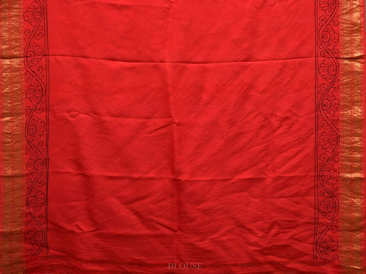 Red Kalamkari Hand Painted Kanchipuram Silk Handloom Saree with Floral Design KL0470