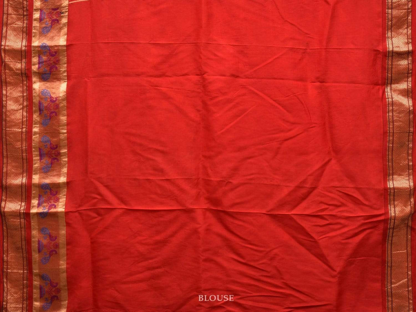 Red Kalamkari Hand Painted Paithani Silk Handloom Saree with Krishna Leela Design KL0502