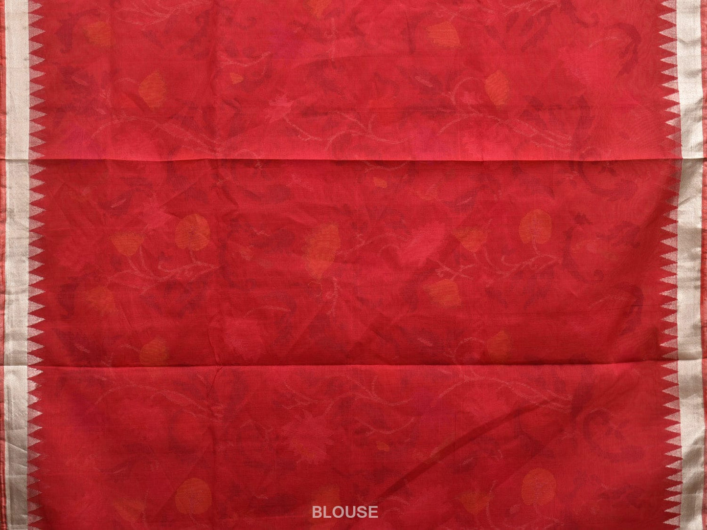 Red Khadi Cotton Handloom Saree with All Over Lotus Design kh0670
