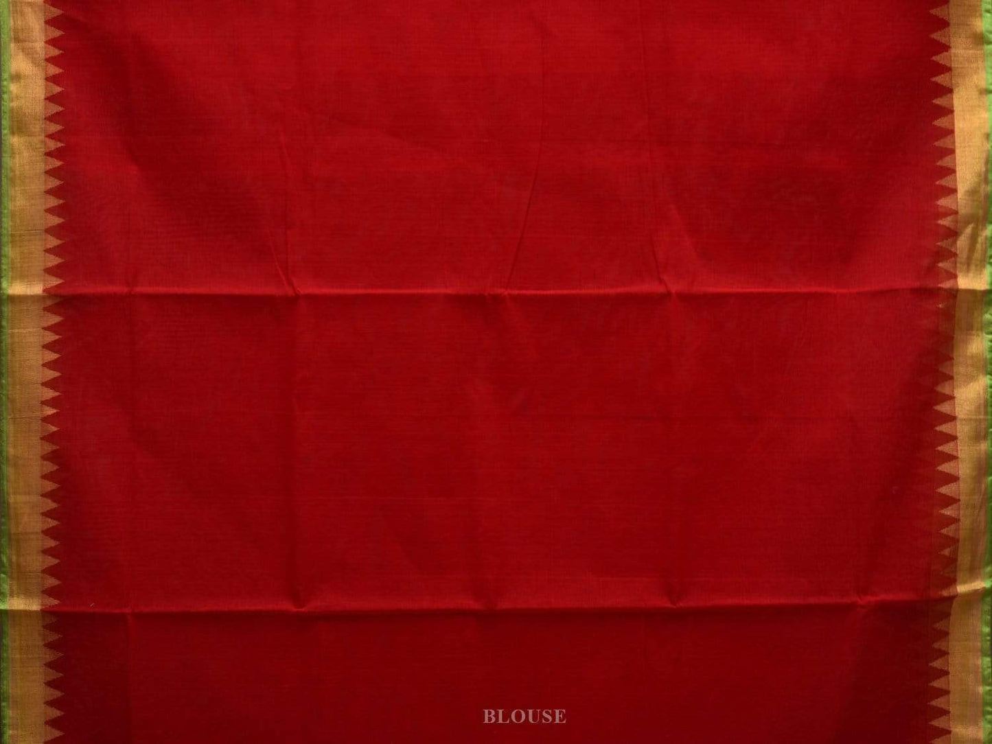 Red Khadi Cotton Handloom Saree with Peacock and Lotus Pallu Design kh0532