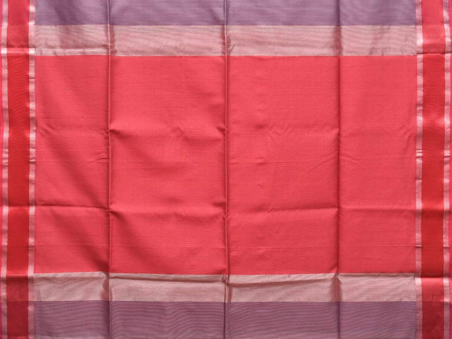 Red Maheshwari Cotton Silk Handloom Saree with Contrast Pallu Design m0138