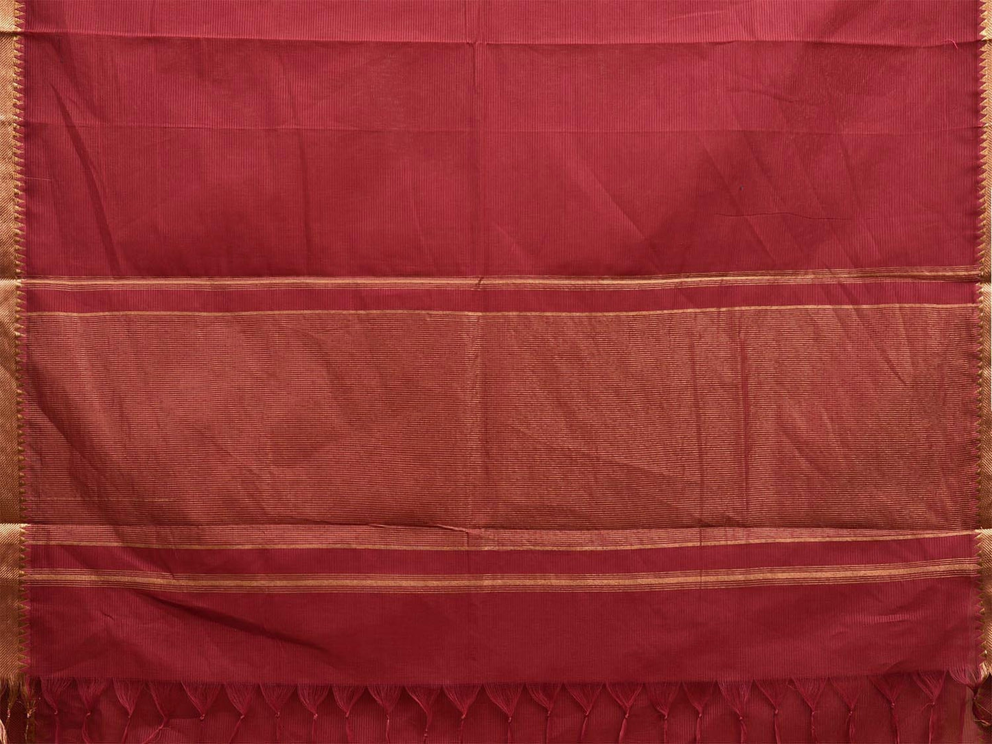 Red Mangalgiri Cotton Handloom Saree with Strips and Zari Border Design No Blouse mn0082