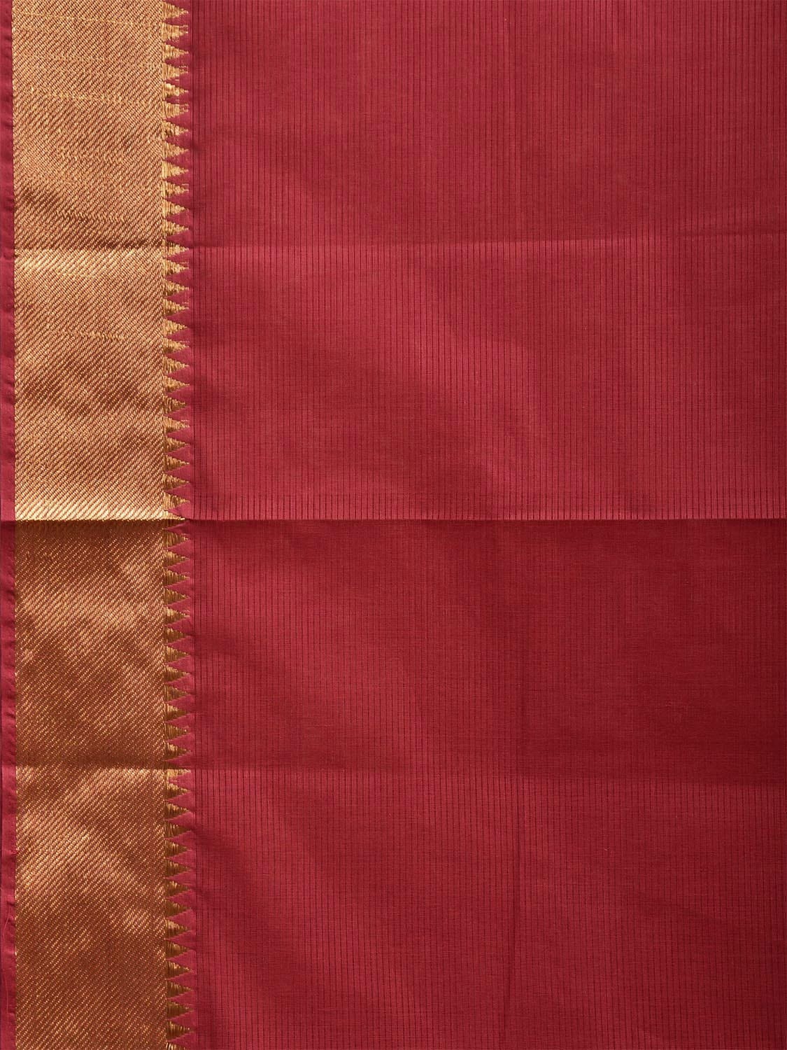 Red Mangalgiri Cotton Handloom Saree with Strips and Zari Border Design No Blouse mn0082