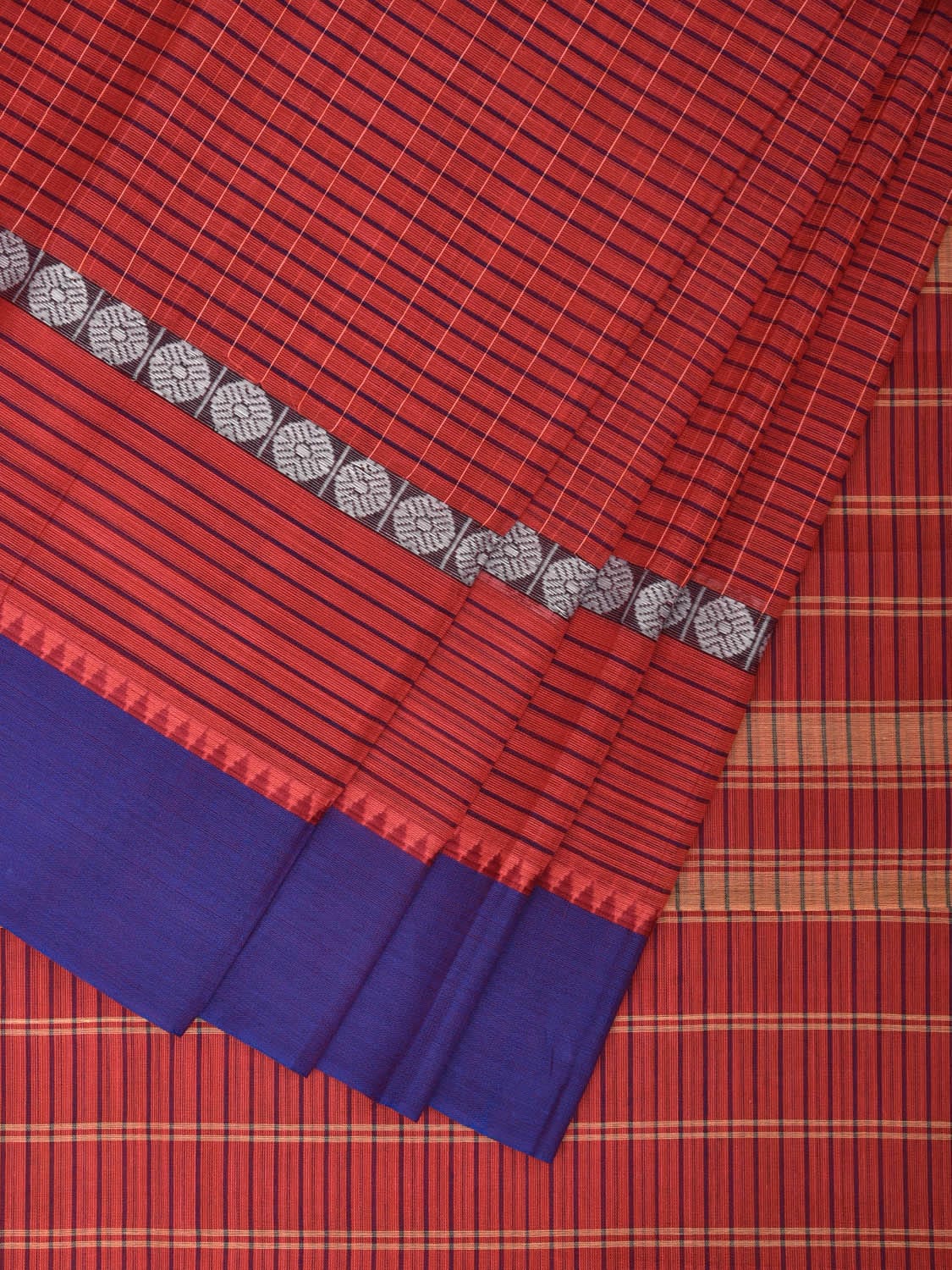 Red Narayanpet Cotton Handloom Saree with Big Border Design No Blouse np0849