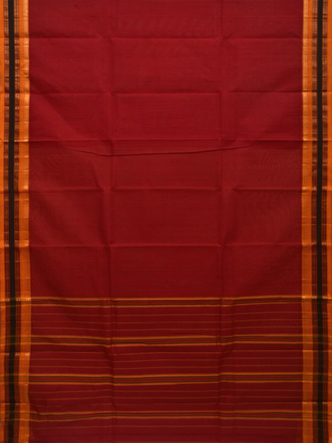 Red Narayanpet Cotton Handloom Saree with Checks Design No Blouse np0624