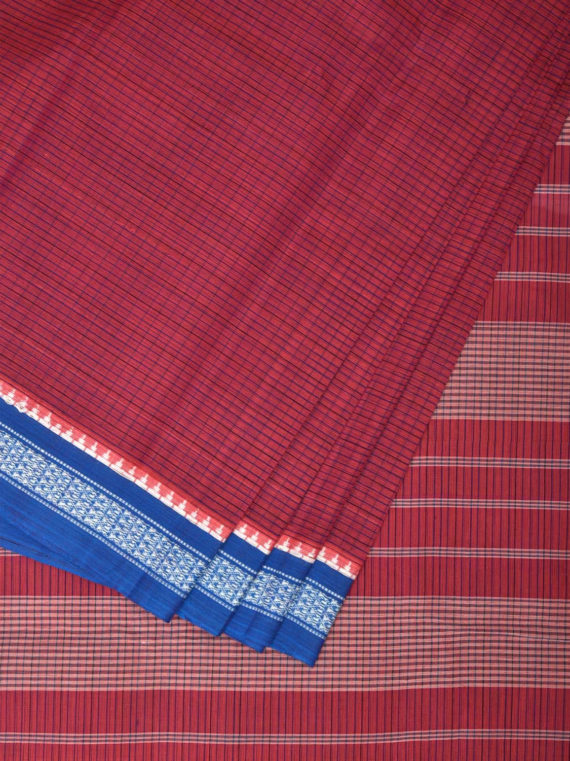 Red Narayanpet Cotton Handloom Saree with Checks Design No Blouse np0689