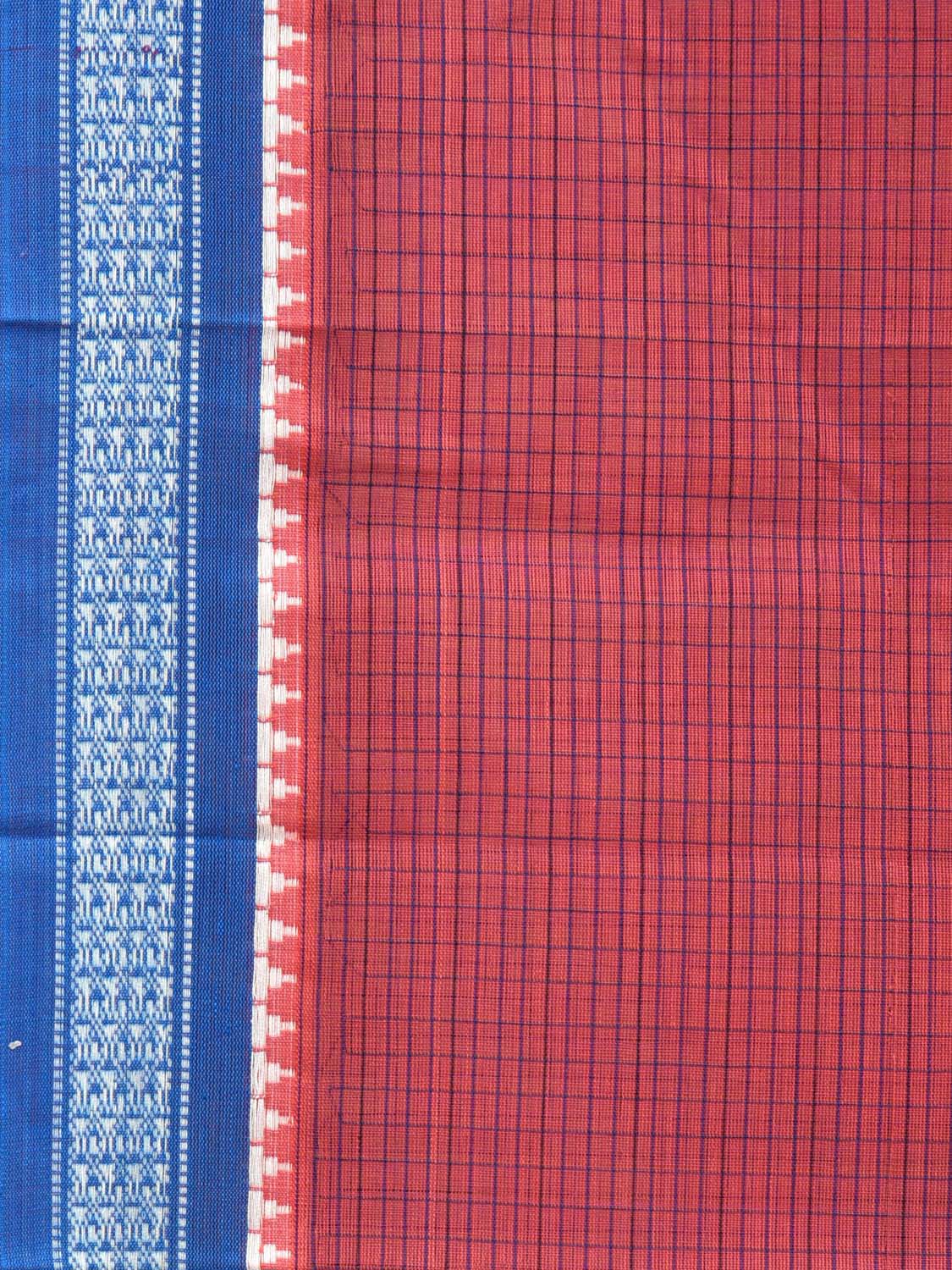 Red Narayanpet Cotton Handloom Saree with Checks Design No Blouse np0689
