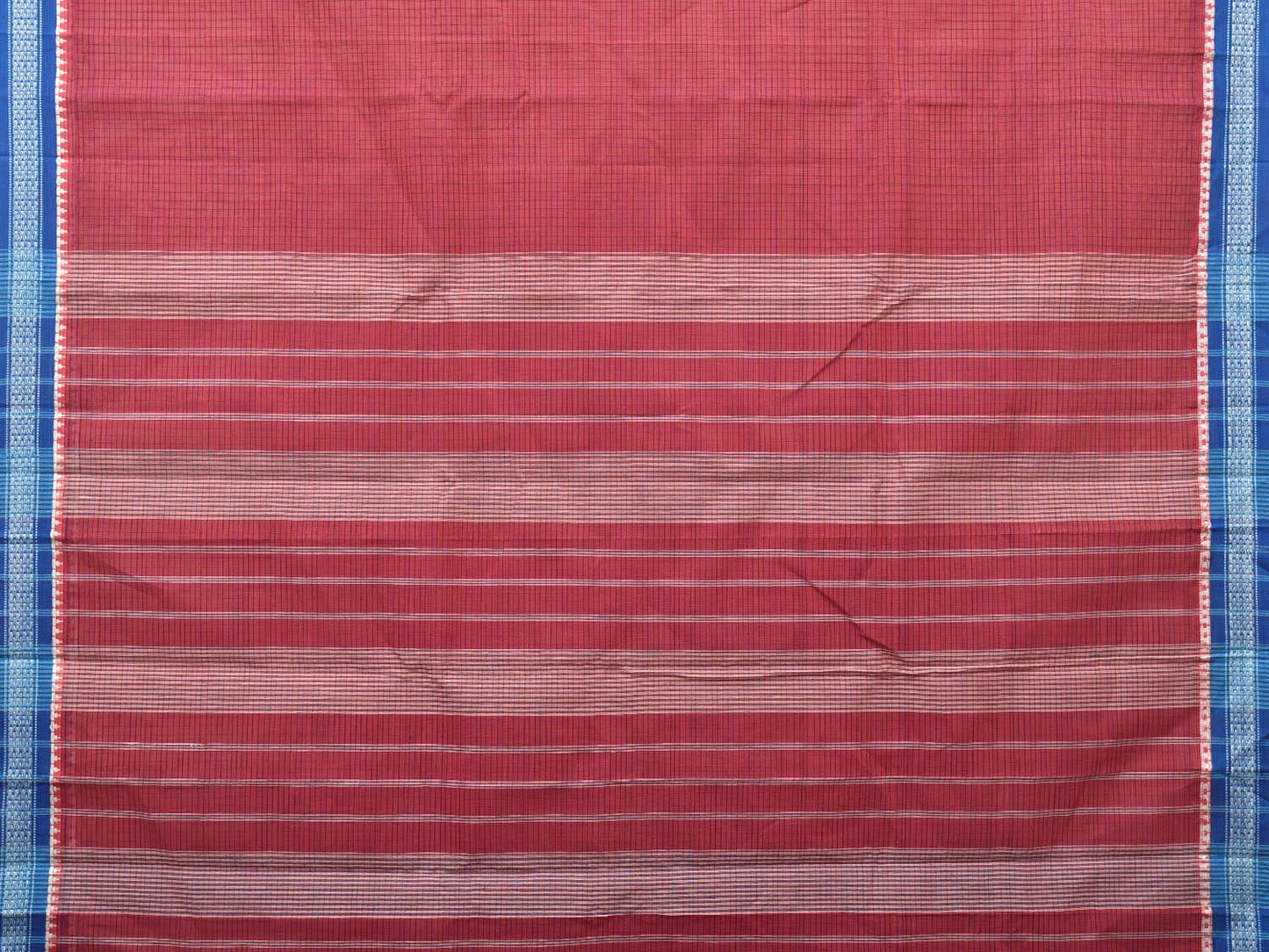 Red Narayanpet Cotton Handloom Saree with Checks Design No Blouse np0689