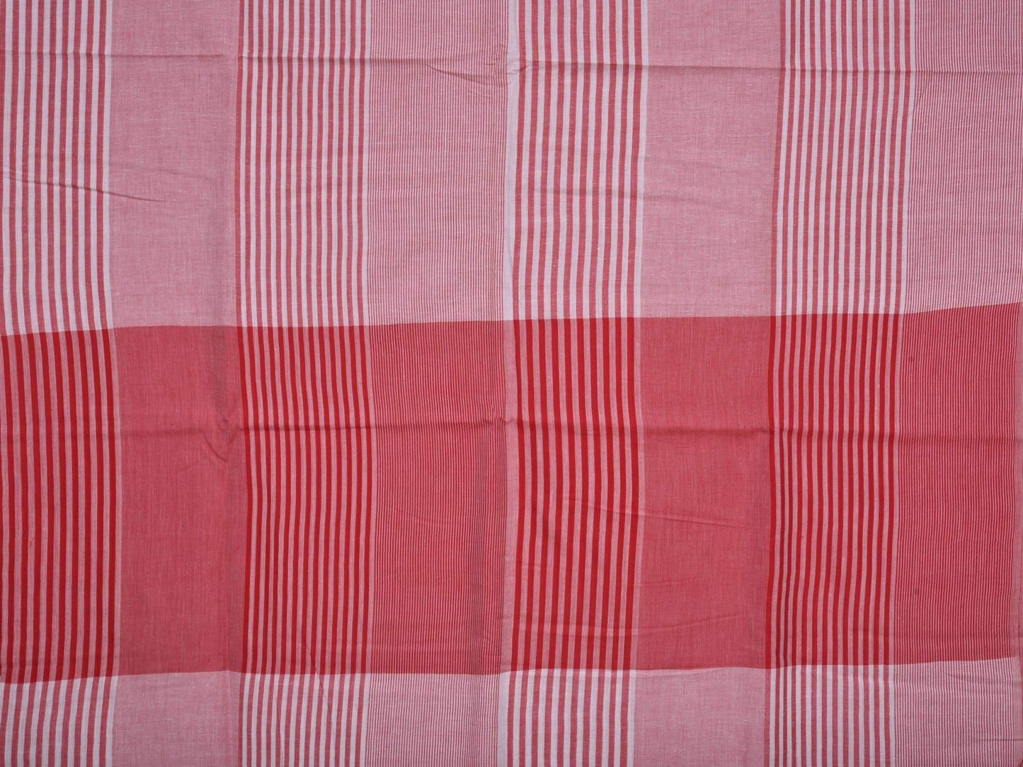 Red Organic Cotton Handloom Saree with Stripes Design o0128