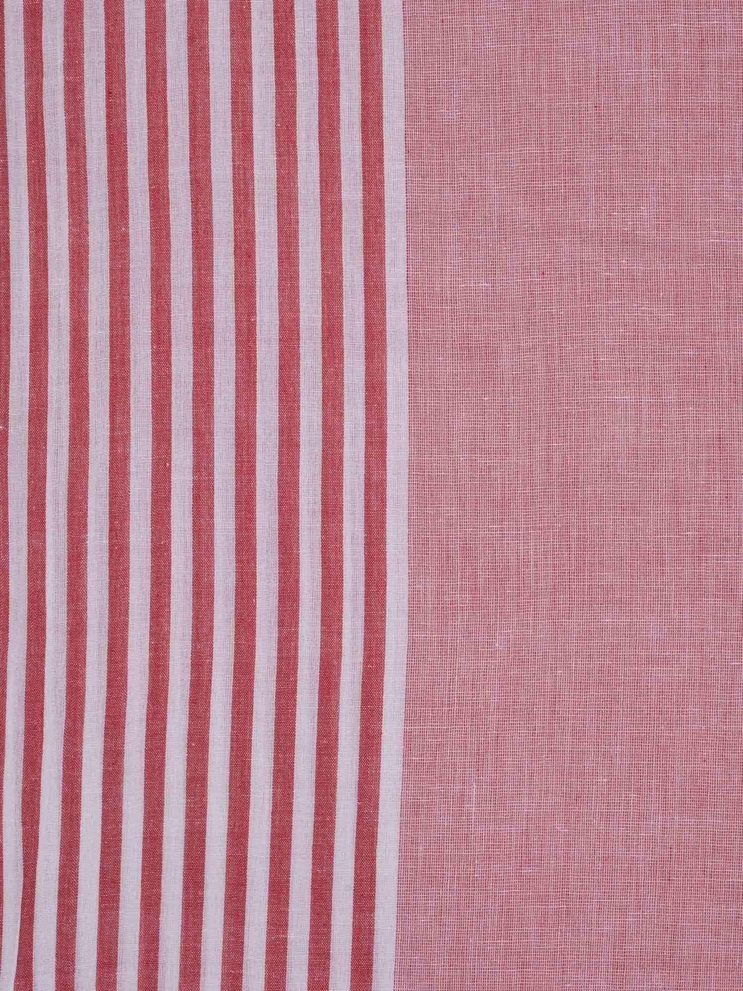 Red Organic Cotton Handloom Saree with Stripes Design o0128