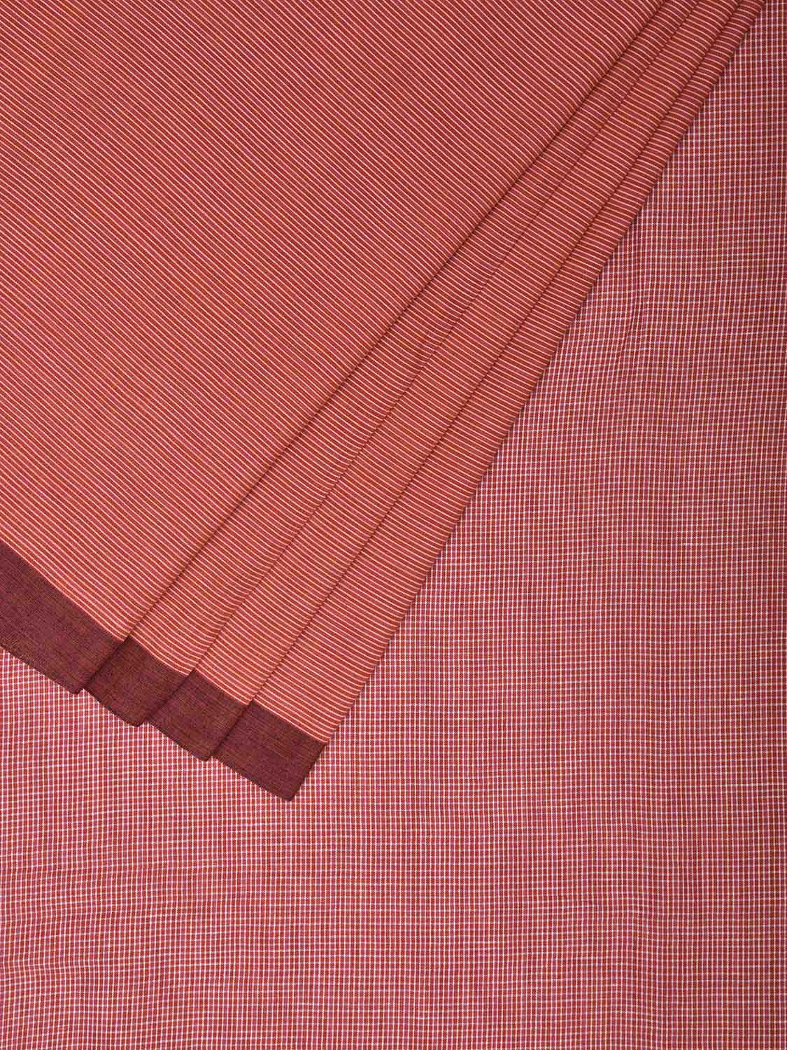 Red Organic Cotton Saree with Small Checks Design o0568