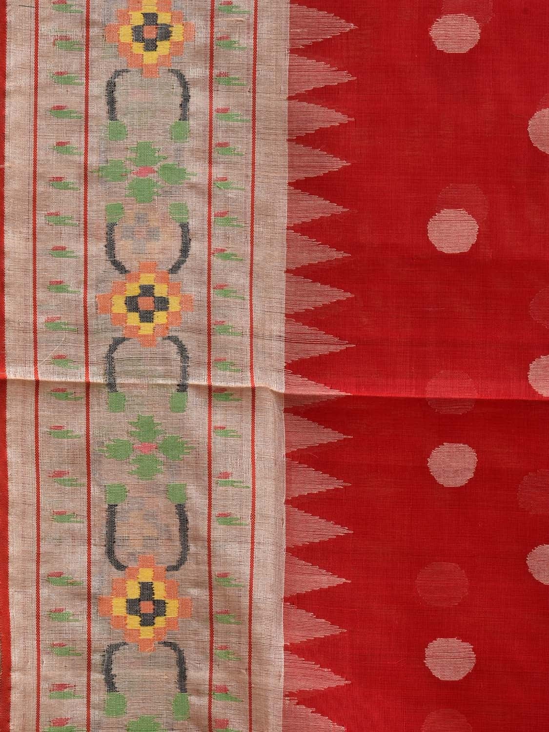Red Paithani Cotton Handloom Saree with Aakruti Border Design p0433