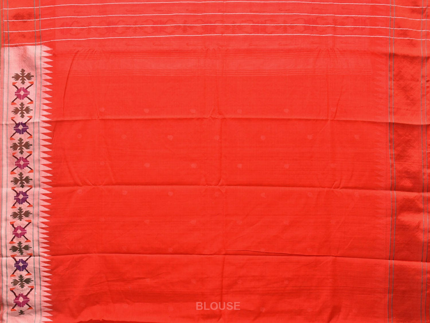 Red Paithani Cotton Handloom Saree with Aakruti Border Design p0487