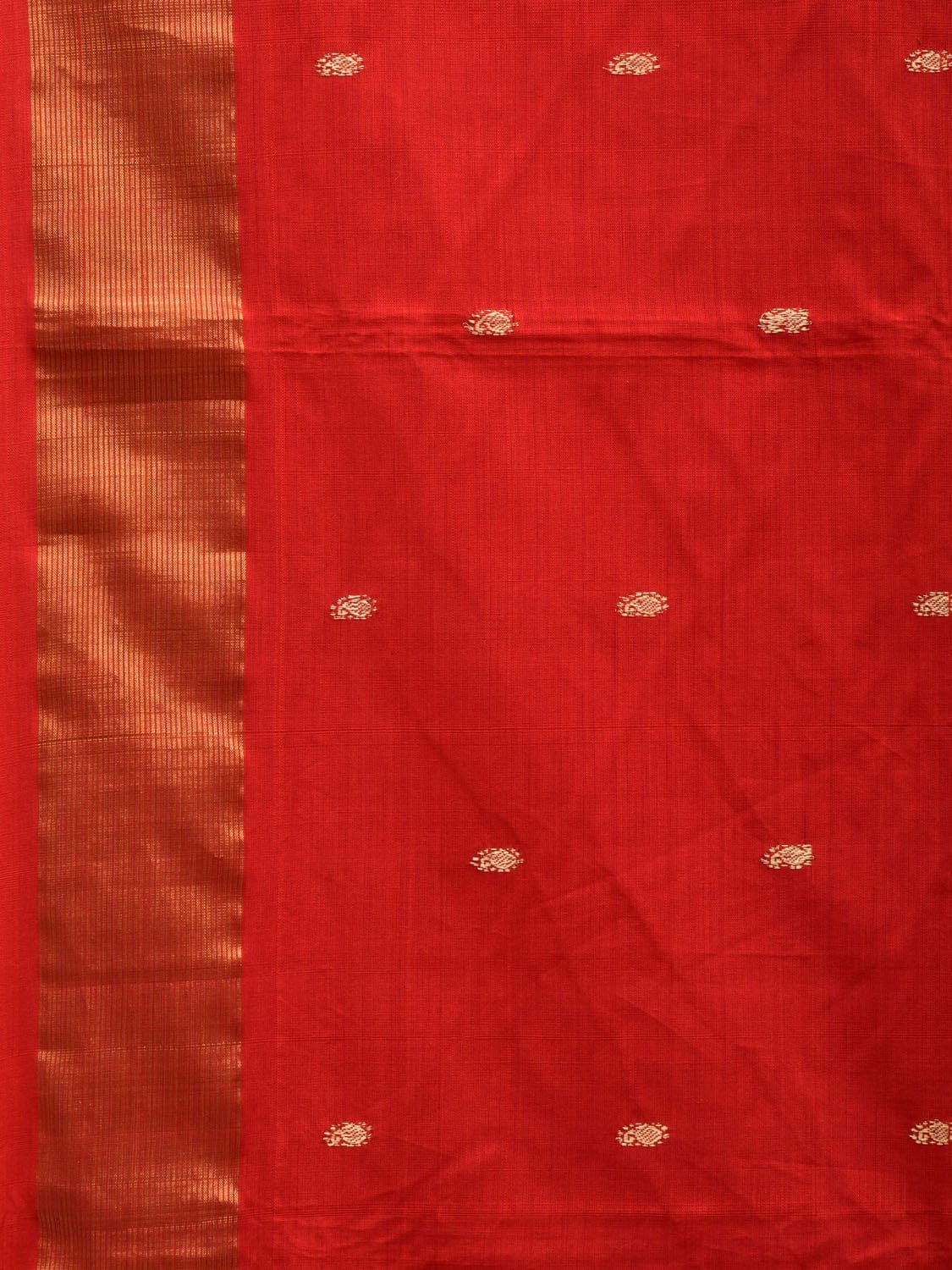 Red Paithani Cotton Handloom Saree with Parrots Pallu Design p0415