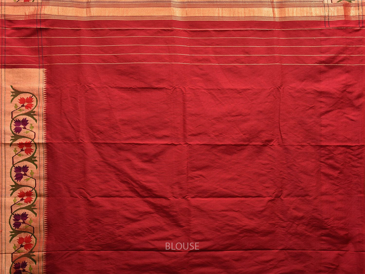 Red Paithani Silk Handloom Saree with Aashavali Border Design p0496