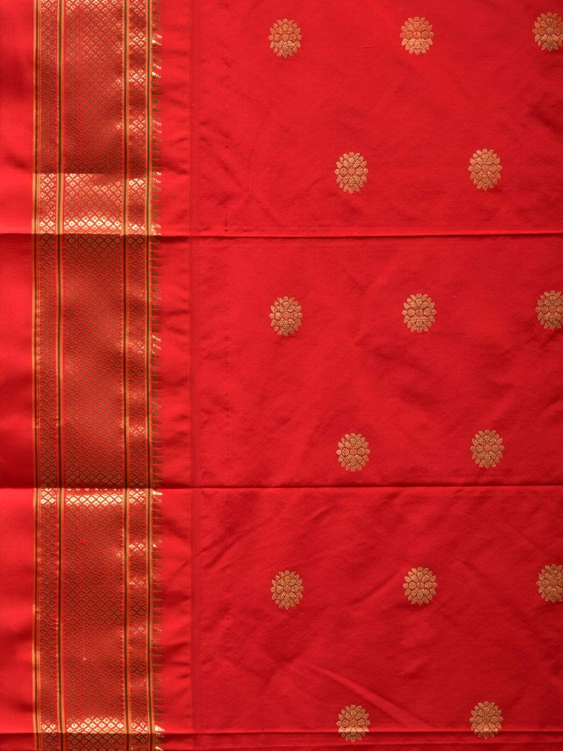 Red Paithani Silk Handloom Saree with Body Buta and Pallu Design p0377