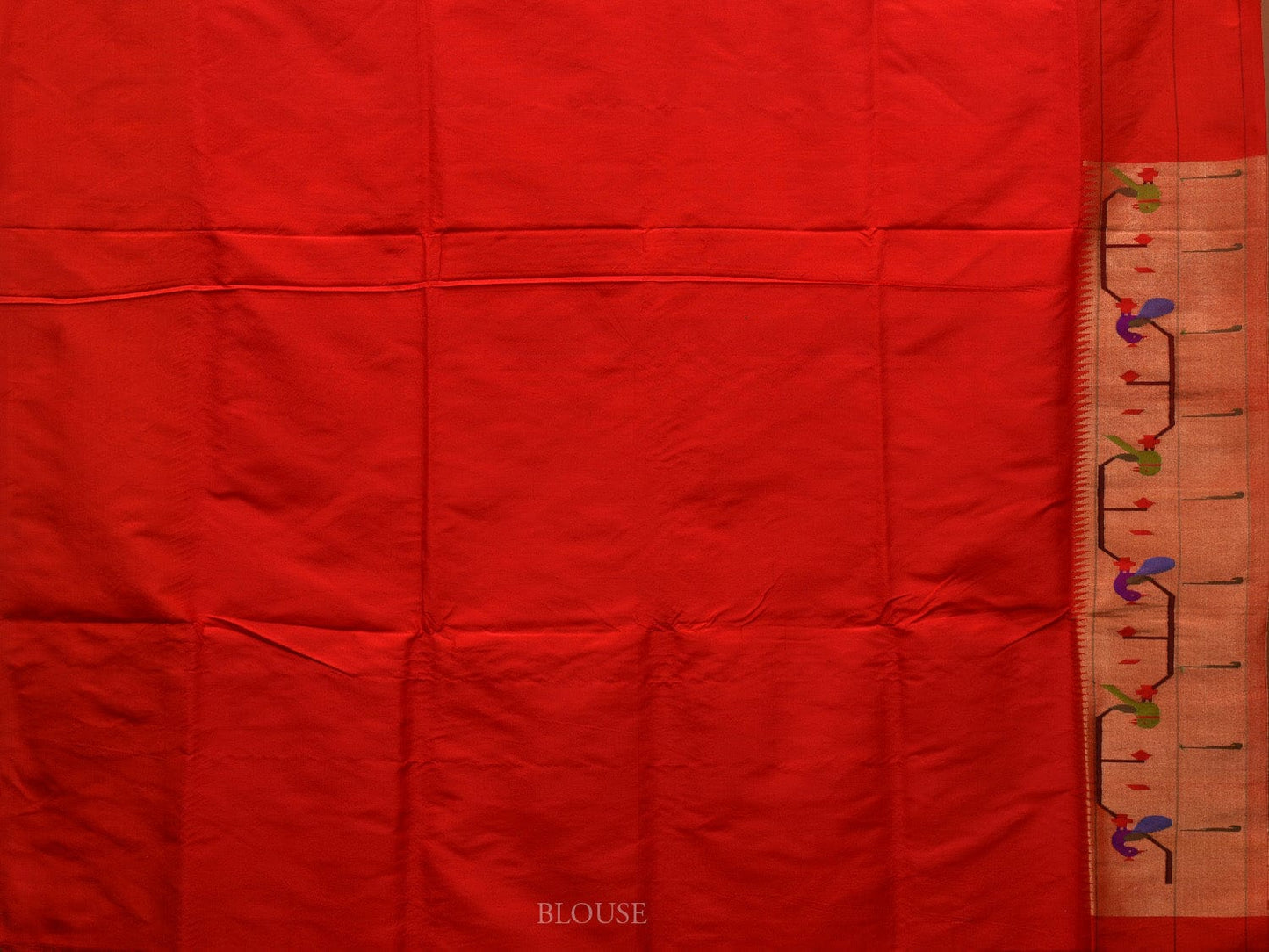 Red Paithani Silk Handloom Saree with Peacocks and Parrots Border Design p0466
